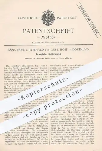 original Patent - Anna Hose , Elberfeld | Gust. Hose , Dortmund , 1889 , Kleidergestell | Schneiderpuppe , Schneider !!