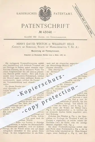 original Patent - Henry David Winton , Wellesley Hills , Norfolk Massachusetts USA  1887 , Formpresse | Presse , Pressen