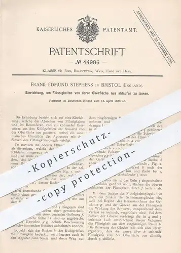 original Patent - Frank Edmund Stephens , Bristol , England , 1888 , Abziehen von Flüssigkeiten , Bierwürze | Bier !!