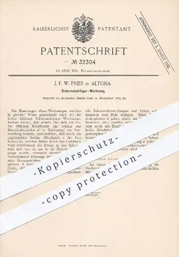 original Patent - J. F. W. Pries , Hamburg Altona , 1884 , Schornsteinfeger - Werkzeug , Schornstein , Esse , Ofen !!!