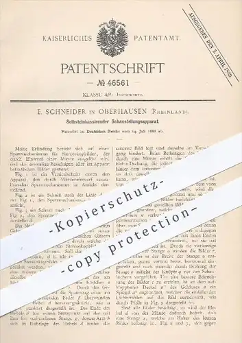 original Patent - E. Schneider , Oberhausen , 1888 , Selbsteinkassierender Schaustellungsapparat , Kassenautomat , Kasse