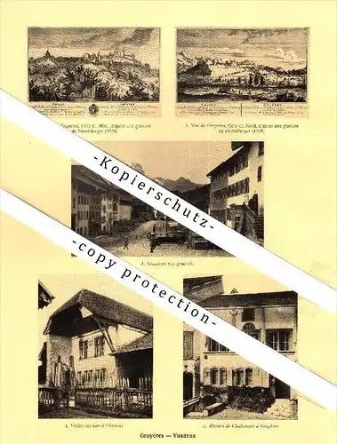 Photographien / Ansichten , 1928 , Vuippens , Gruyères / Greyerz , Vuadens , Prospekt , Architektur , Fotos !!