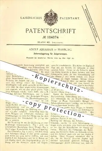 original Patent - Adolf Abraham in Harburg , 1898 , Zahnradlagerung für Zeigerwaagen , Waage , Waagen , Wiegen , Zahnrad