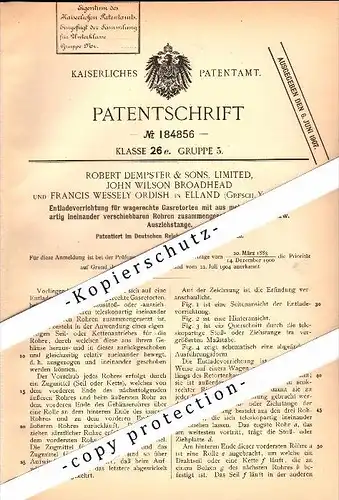 Original Patent - R. Dempster , J. Broadhead and F. Ordish in Elland , 1905 , Discharge apparatus for gas retorts !!!