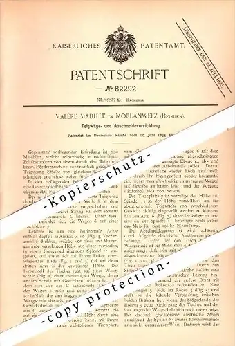 Original Patent - Valere Mabille in Morlanwelz , 1894 , Teigwaage für Bäckerei !!!