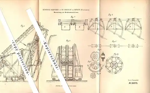 Original Patent - Gustave Kervern in St. Nicolas de Redon , 1883 , Machine à bêcher pour chemin de fer !!!