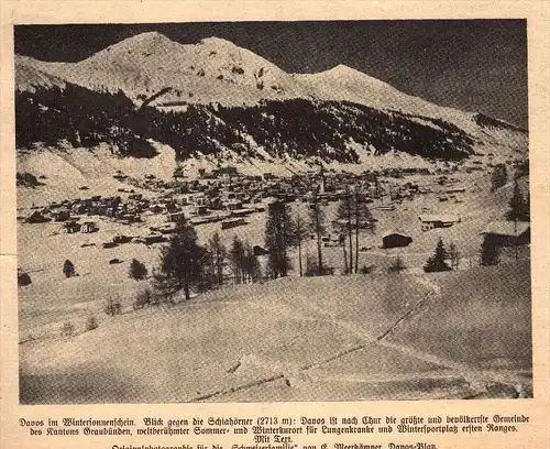 original Zeitungsausschnitt - 1911 - Davos im Wintersonnenschein   !!!