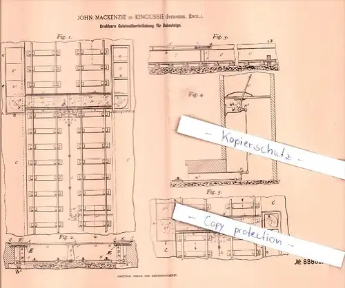 Original Patent - J. Mackenzie in Kingussie , Iverness , Engl. , 1895 , Geleiseüberbrückung  !!!