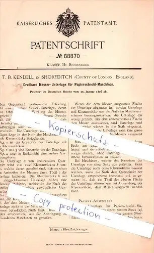 Original Patent - T. B. Kendell in Shoreditch , County of London , England , 1896 ,  !!!