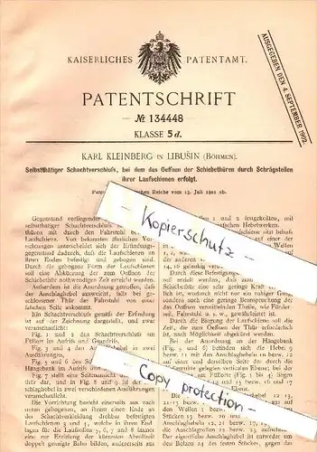 Original Patent - Karl Kleinberg in Libusin , Böhmen , 1901 , Schachtverschluß für Bergbau !!!