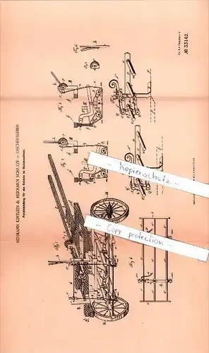 Original Patent  - H. Kintlein & H. Schulze in Oschersleben , 1884 , Parallelstellung für den Rahmen !!!