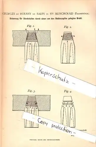 Original Patent - Georges de Roussa de Sales à Sainte Menehould , 1893 , Backup pour fers à cheval , Sainte Menchould !!