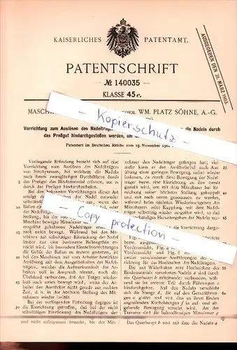 Original Patent - Maschinenfabrik Badenia , 1901 ,Auslöser des Nadelträgers von Strohpressen , Weinheim !!!