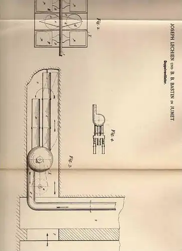 Original Patentschrift - J. Lechien in Jumet , 1897 , Doppel - Ventilator für Gruben !!!