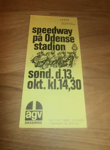 Speedway Odense 13.10., Programmheft / Programm / Rennprogramm , program !!!