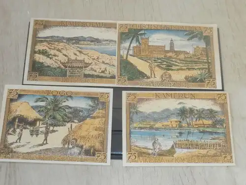 Sammlung 4x Notgeld - Kolonialgedenktag , Swakopmund , Viktoria / Kamerun , Kiautschau , Togo , Missahohe  !!!