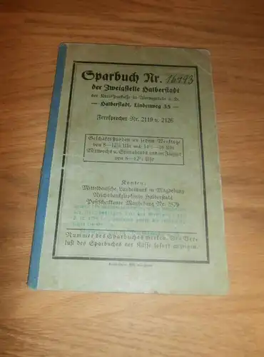 altes Sparbuch Halberstadt , 1935 - 1948 , Unterfeldwebel Walter Schönberg , Sparkasse , Bank !!!