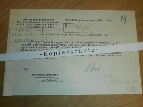 Friedrichshagen b. Templin , 1924 , Oberfischmeister , Volksschule , Mühlenteich Templin , Uckermark !!!