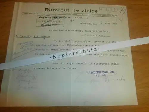 Rittergut Herzfelde , 1932 , mit Autograph , Mittenwalde , Haßleben , Regierung Potsdam , Templin , Uckermark !!!