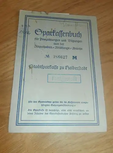 altes Sparbuch Halberstadt , 1952 - 1959 , Carl Werner , Sparkasse , Bank !!!