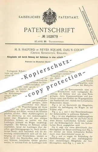 original Patent - H. S. Halford , Never Square , Earls Court , Kensington , England | 1897 | Hängebahn | Seilbahn | Bahn