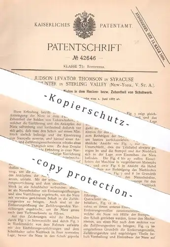 original Patent - Judson Levator Thomson , Syracuse | John Hunter , Sterling Valley , New York , USA | Schuhe nieten !!