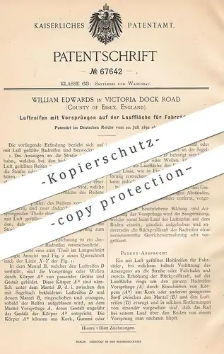 original Patent - William Edwards , Victoria Dock Road , Essex , England , 1892 , Fahrrad - Luftreifen | Reifen | Rad