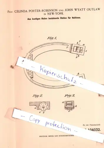 original Patent - Fr. Celinda Porter-Robinson und John Wyatt Outlaw in New-York , 1898 , Land- und Forstwirtschaft !!!