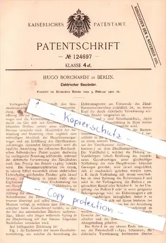 Original Patent  - Hugo Borchardt in Berlin , 1901 , Elektrischer Gaszünder !!!