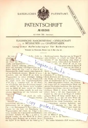 Original Patent  - Elsässische Maschinenbau-Gesellschaft in Mühlhausen und Grafenstaden !!!