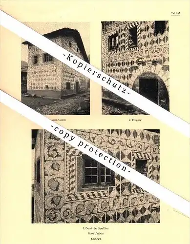 Photographien / Ansichten , 1923 , Andeer , Kreis Schams , Prospekt , Architektur , Fotos !!!