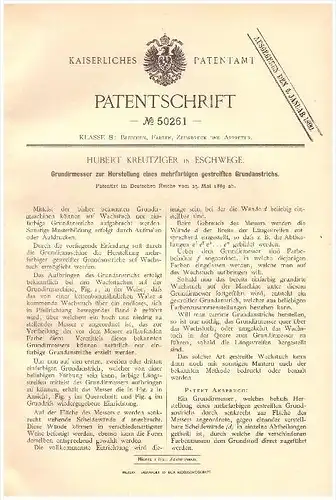 original Patent - Hubert Kreutziger in Eschwege , 1889 ,mehrfarbiger Grundanstrich , Farbe , Maler , Malerei , Druckerei