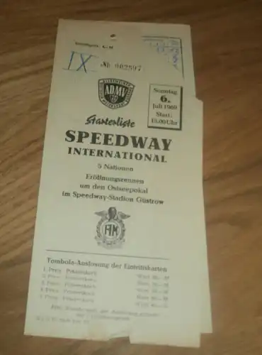 Speedway Güstrow 6.7.1969 , International , Programmheft / Programm / Rennprogramm , program !!!