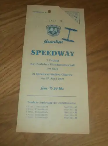 Speedway Güstrow 27.04.1969 , DDR Meisterschaft , Programmheft / Programm / Rennprogramm , program !!!