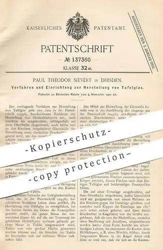 original Patent - Paul Theodor Sievert , Dresden , 1901 , Herstellung von Tafelglas | Glas , Glasbläser , Hohlglas