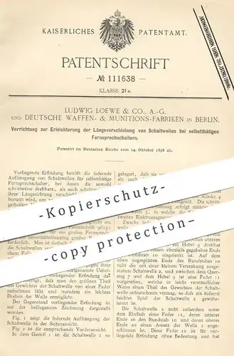 original Patent - Ludwig Loewe & Co. AG | Dt. Waffen- & Munitionsfabriken Berlin | Fernsprechschalter | Fernsprecher