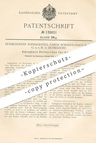 original Patent - Sophagestell Fabrik Boeddinghaus & Cie GmbH Düsseldorf | Seitenlehne für Sopha , Sofa , Couch | Möbel