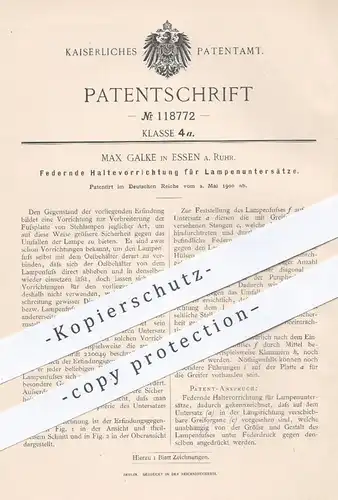 original Patent - Max Galke , Essen / Ruhr , 1900 , Halterung für Lampenuntersätze | Lampe , Lampen , Licht , Elektriker