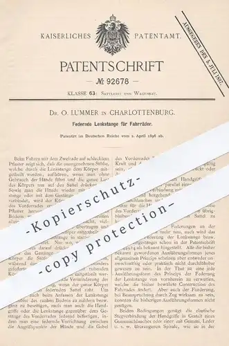 original Patent - Dr. O. Lummer , Berlin Charlottenburg , 1896 , Lenkstange für Fahrräder | Fahrrad - Lenker , Lenkung