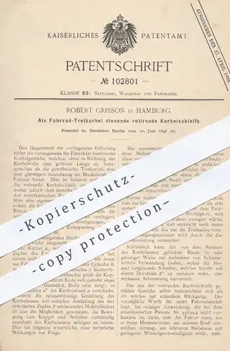 original Patent - Robert Grisson , Hamburg 1897 , rotierende Kurbelschleife als Fahrrad - Tretkurbel | Fahrräder , Pedal