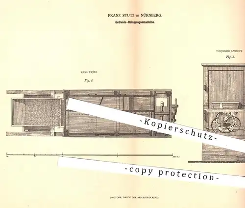 original Patent - Franz Stutz , Nürnberg 1879 , Reinigungsmaschine für Getreide , Korn | Landwirtschaft , Mühle , Mühlen