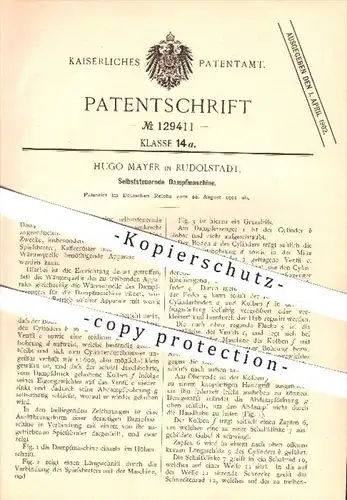 original Patent - Hugo Mayer in Rudolstadt , 1901 , Selbststeuernde Dampfmaschine , Dampfmaschinen , Motoren , Motor !