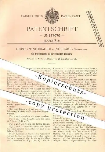 original Patent - Ludwig Winterhalder in Neustadt , 1901 , Eissporn am Stiefelabsatz , Stiefel , Schuhwerk , Schuster !!