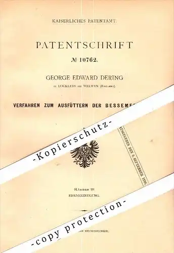 Original Patent - George Edward Dering in Lockleys b. Welwyn , England , 1879 , Filling for wrecking balls !!!