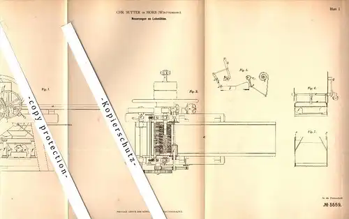 Original Patent - Christian Sutter in Horb am Neckar , 1878 , Lohmühle , Mühle , Windmühle , Müller !!!