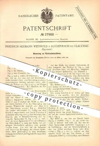 original Patent - Friedrich H. Wienhold in Rothenbach bei Glauchau , 1886 , Häckselmaschine , Landwirtschaft !!!