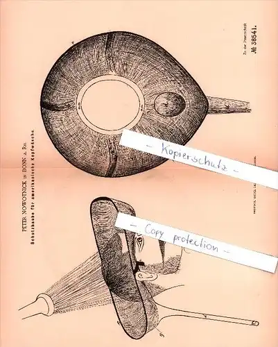 Original Patent  - P. Nowotnick in Bonn a. Rh. , 1886 , Schutzhaube für amerikanische Kopfwäsche , Frieseur !!!