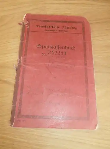 altes Sparbuch Jüterbog , 1940 - 1945 , A. Langner , Sparkasse , Bank !!!