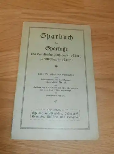 altes Sparbuch Mühlhausen i. Thüringen , 1932 - 1946 , Wilhelmine Hey , Rosenstrasse 35 , Sparkasse , Bank !!!