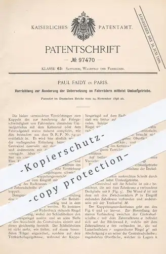 original Patent - Paul Faidy , Paris , 1896 , Übersetzung am Fahrrad per Umlaufgetriebe | Fahrräder , Kupplung !!